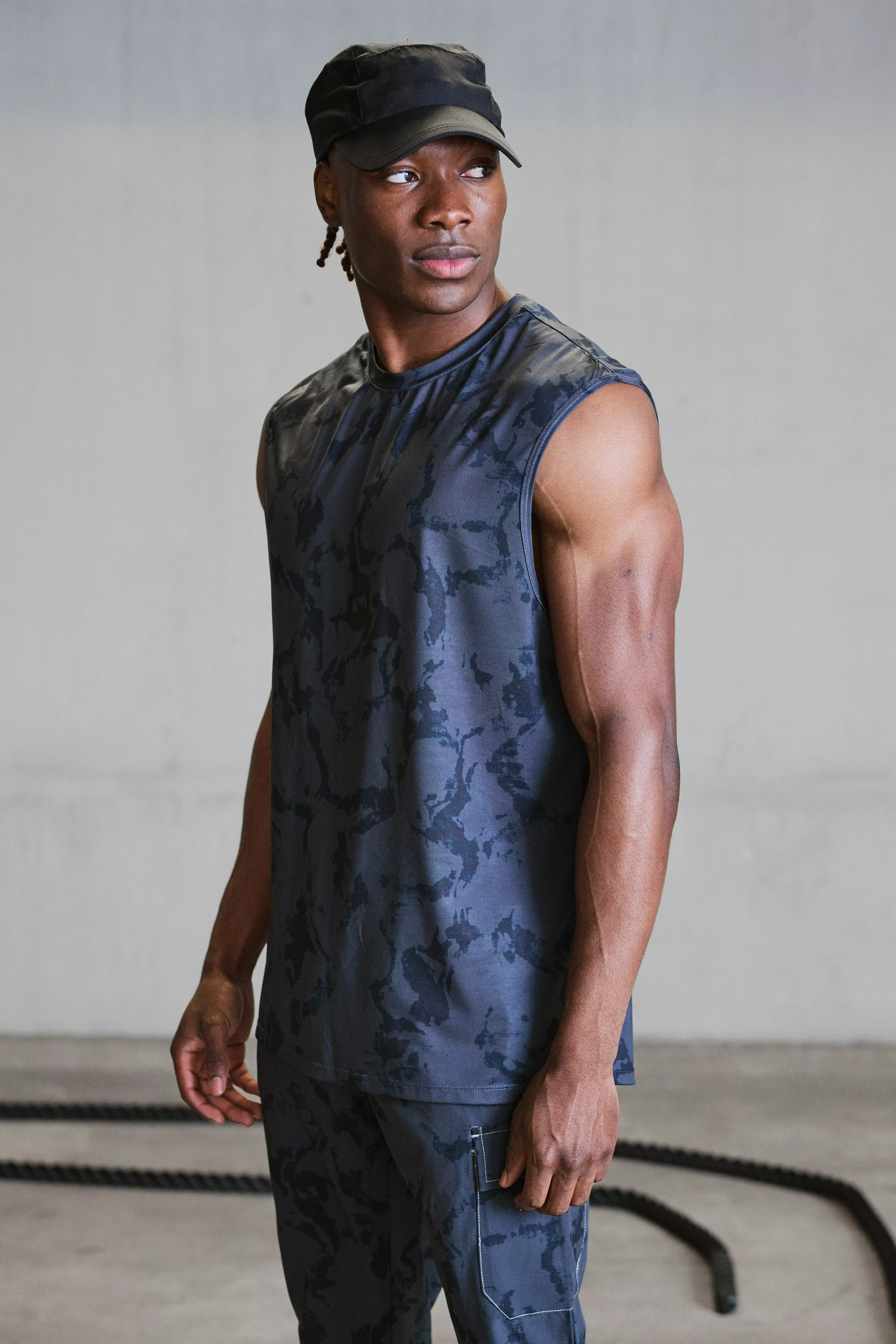 Black Active Matte Acid Wash Print Reg Fit Tank alternative image