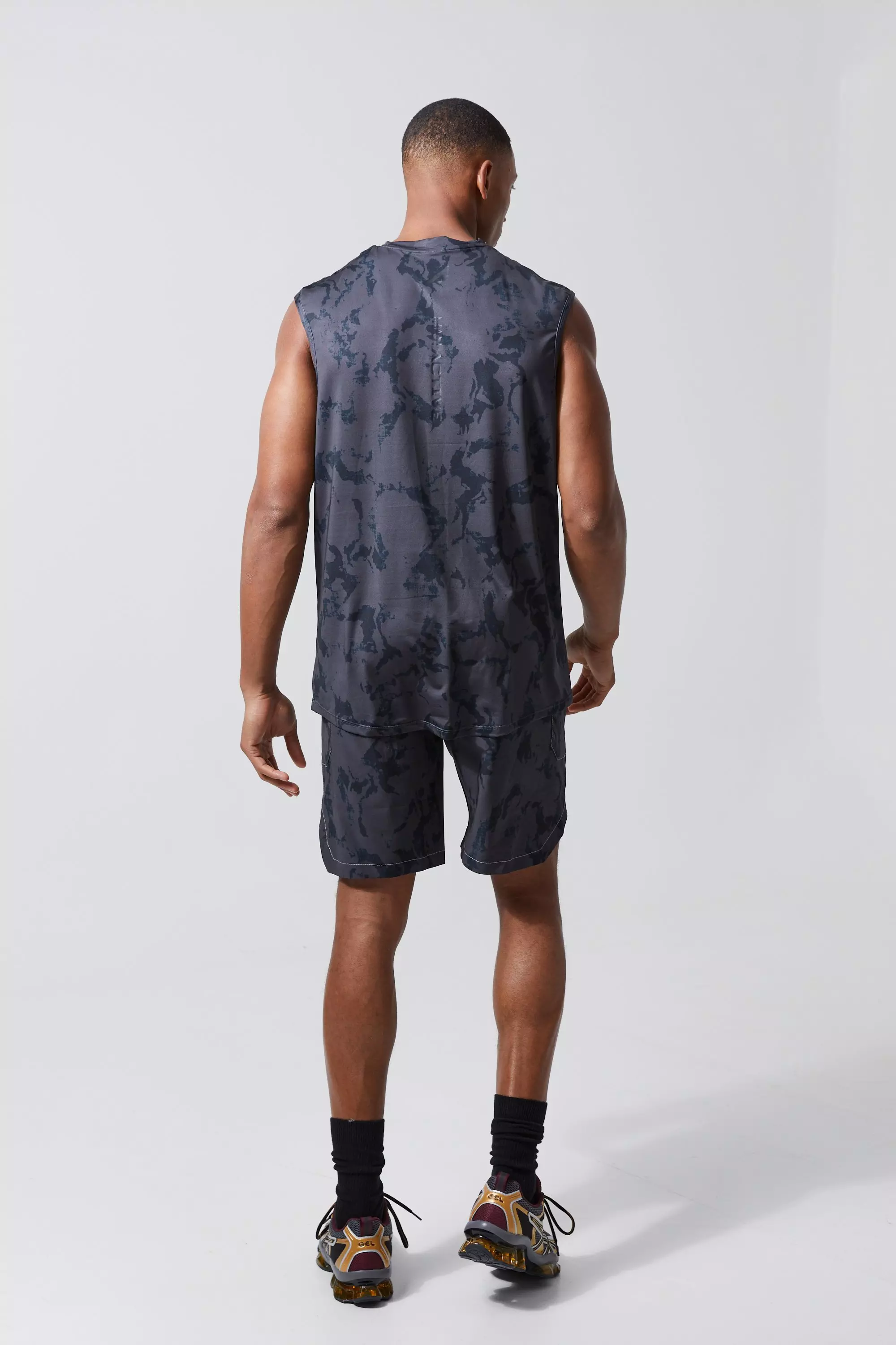 Black Active Matte Acid Wash Print Reg Fit Tank alternative image