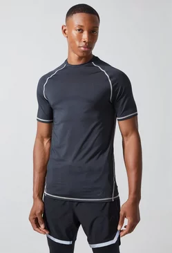 Black Active Matte Muscle Fit Raglan T-shirt