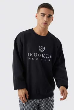 Oversized Brooklyn Graphic Sweatshirt Black
