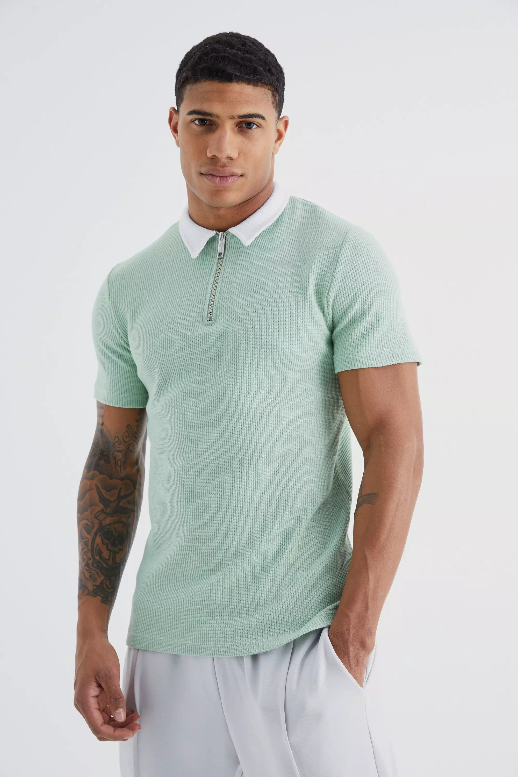 Men's Muscle Fit Polo Shirts | boohooMAN USA