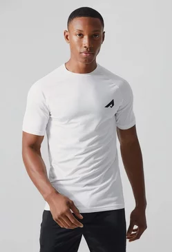 White Active Muscle Fit Mesh Performance T-shirt