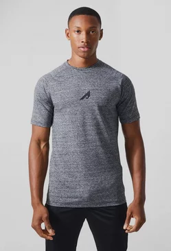 Grey Active Muscle Fit Space Dye T-shirt