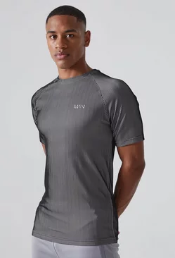Grey Man Active Muscle Fit Ribbed Raglan T-shirt