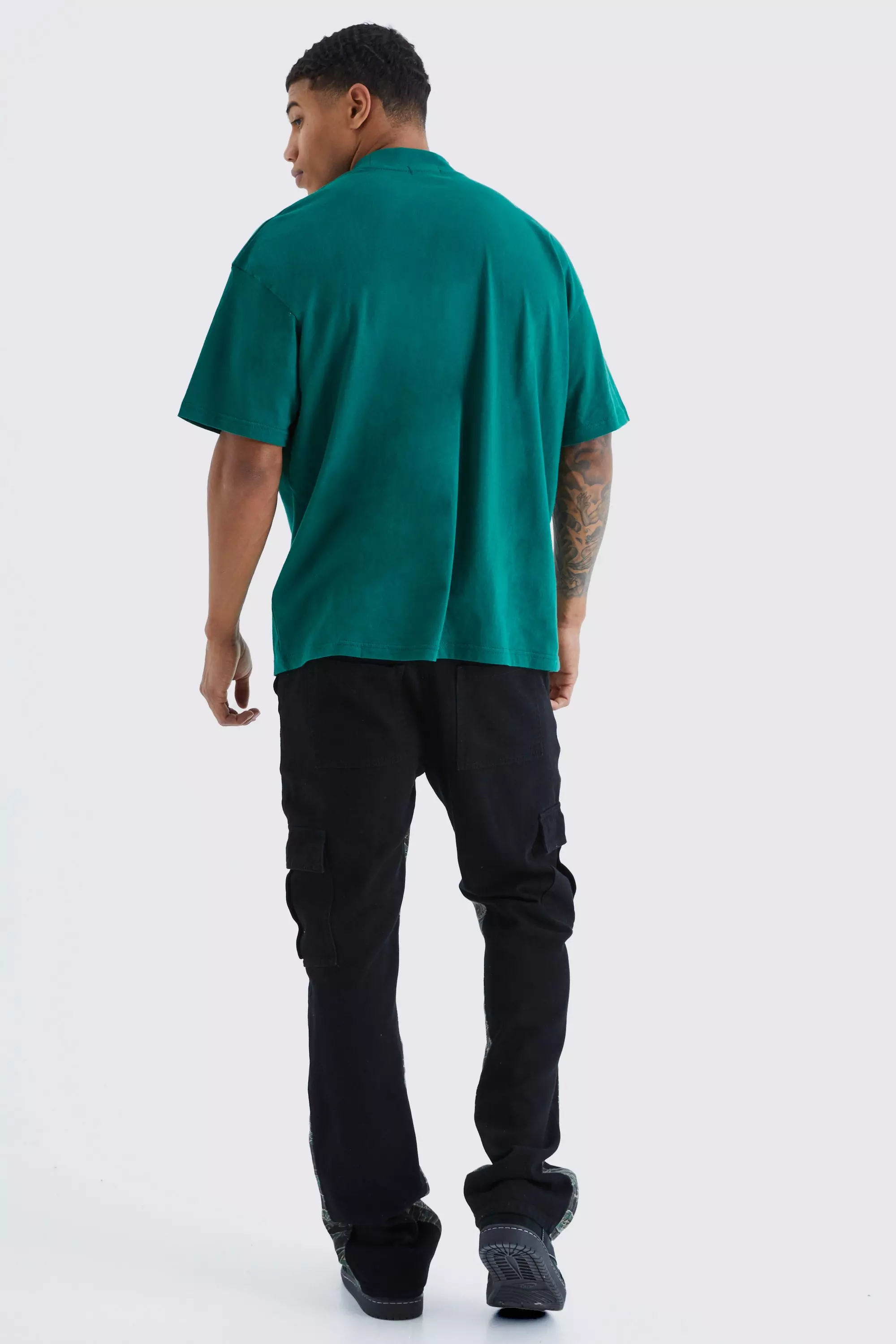 Black Slim Flare Camo Gusset Cargo Trouser alternative image