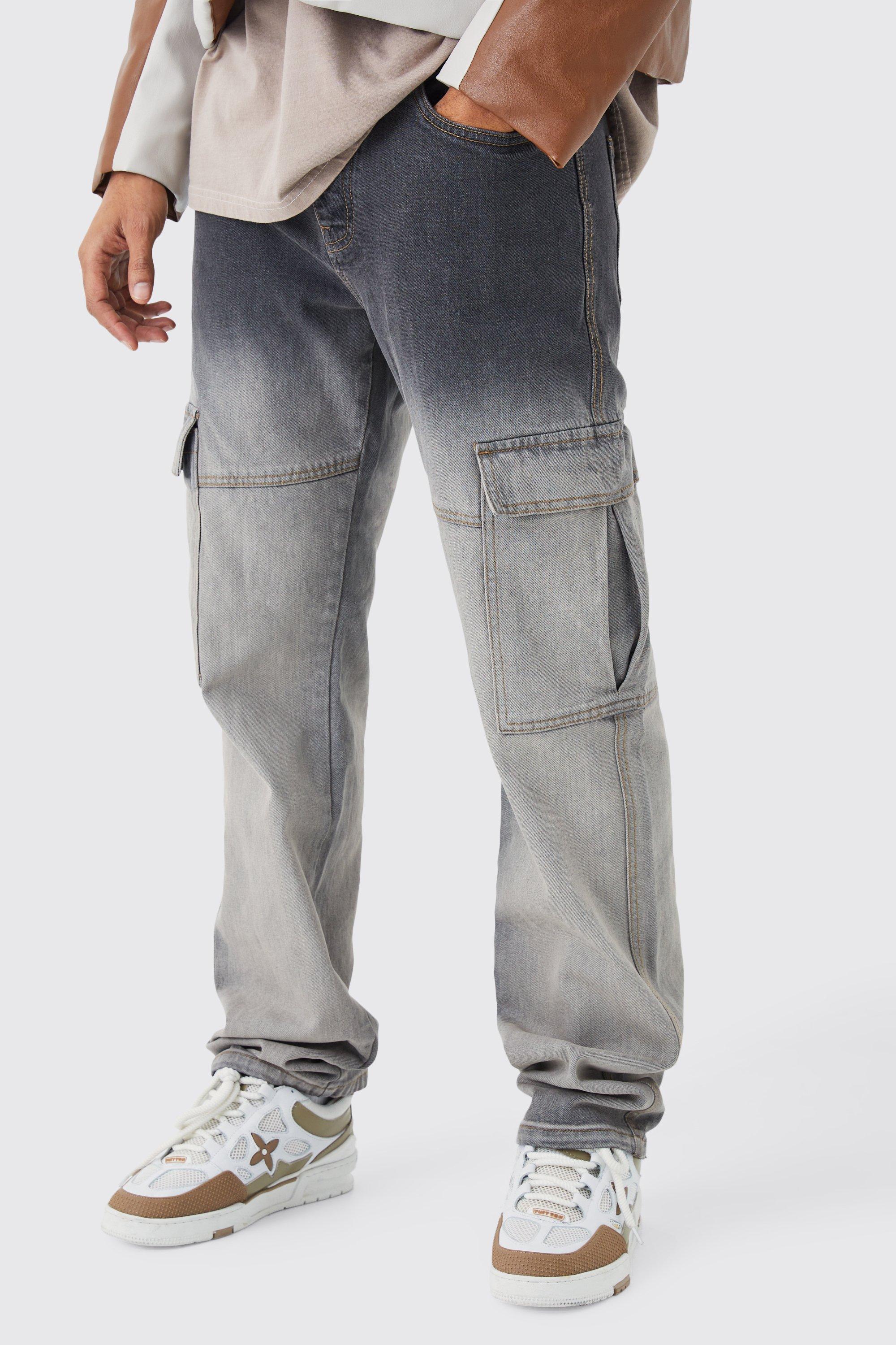 Tall Straight Leg Side Zip Hem Cargo Jeans