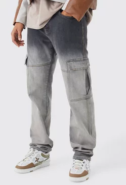 Relaxed Stacked Rigid Ombre Cargo Jean coffee