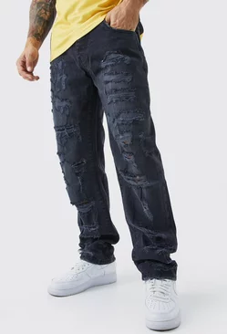 Black Relaxed Rigid Extreme Ripped Jean
