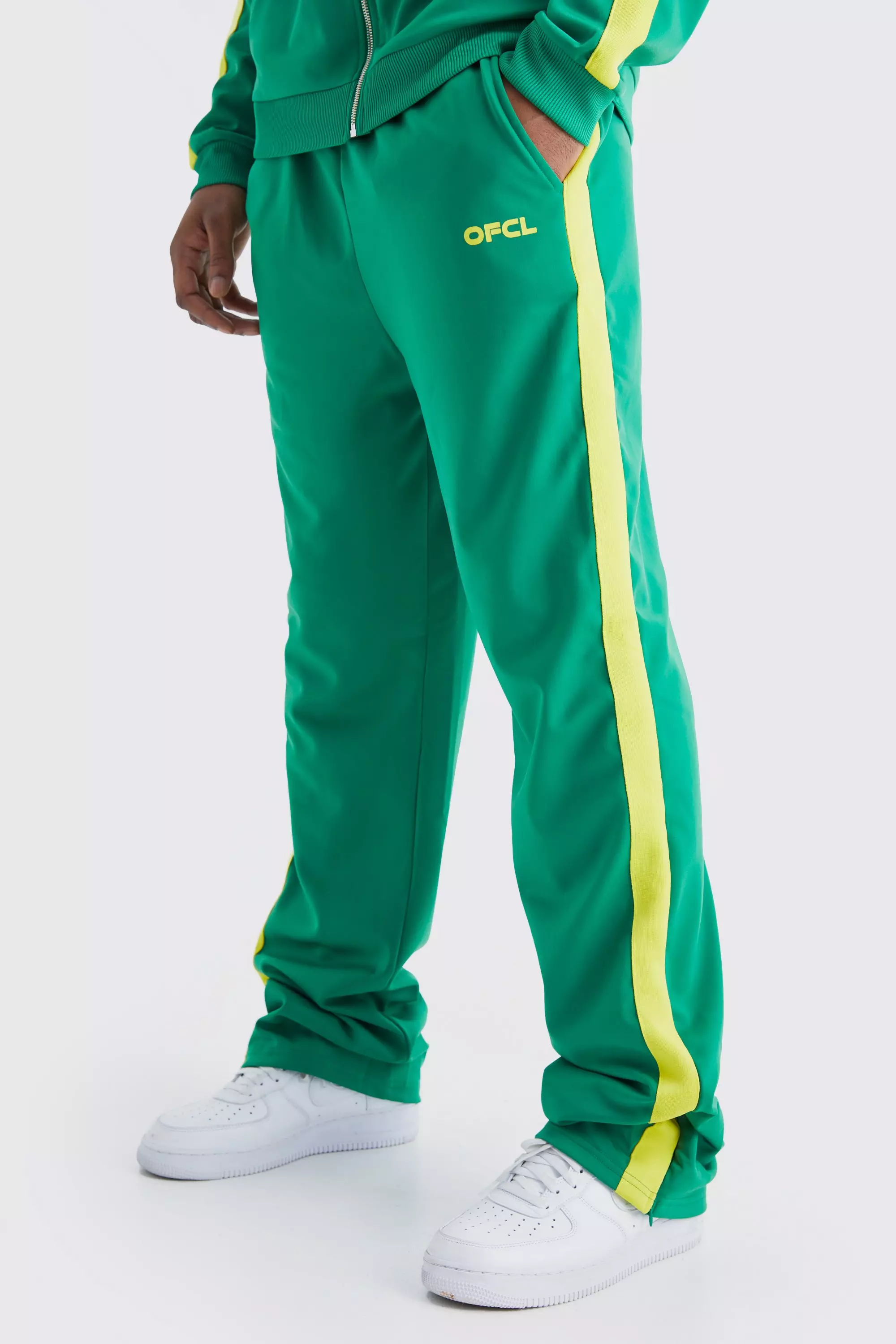 Tall Relaxed Tricot Zip Detail Sweatpants Green