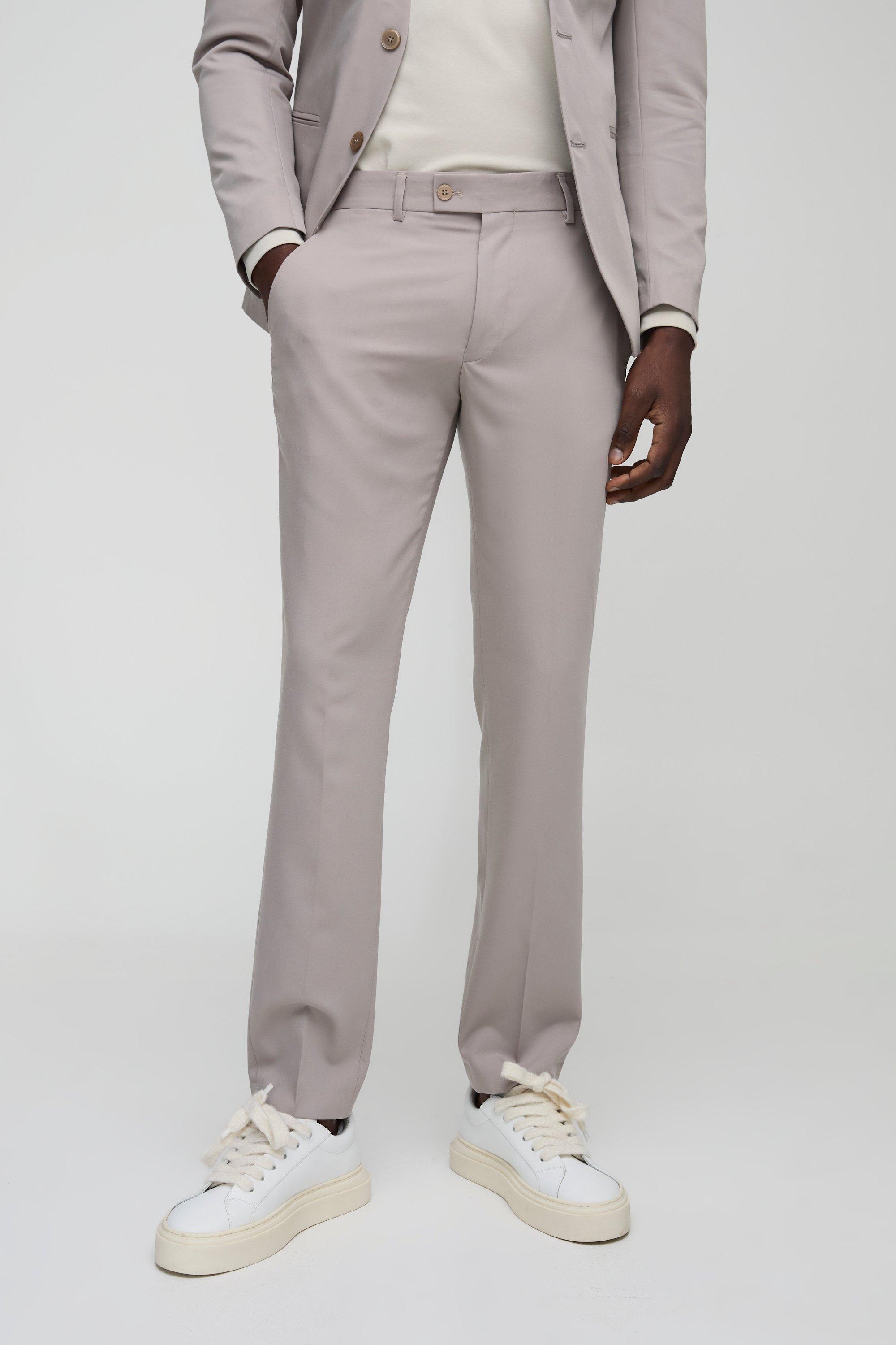 Stone Skinny Fit Cropped Suit Trousers