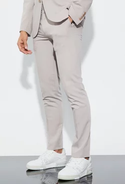 Skinny Fit Cropped Suit Pants Stone