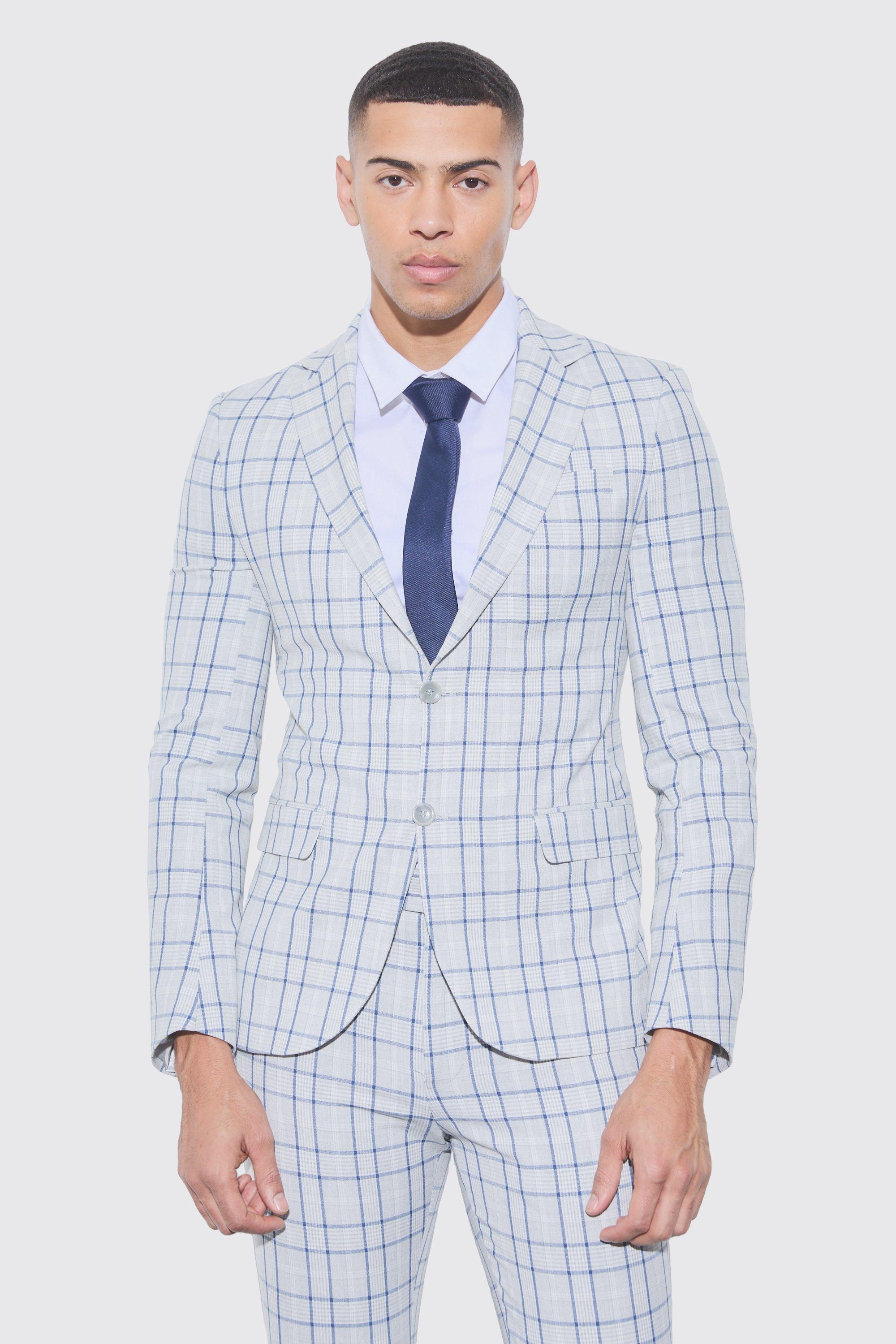 Super Skinny Grey Check Suit Trousers