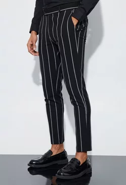 Black Super Skinny Stripe Suit Trousers