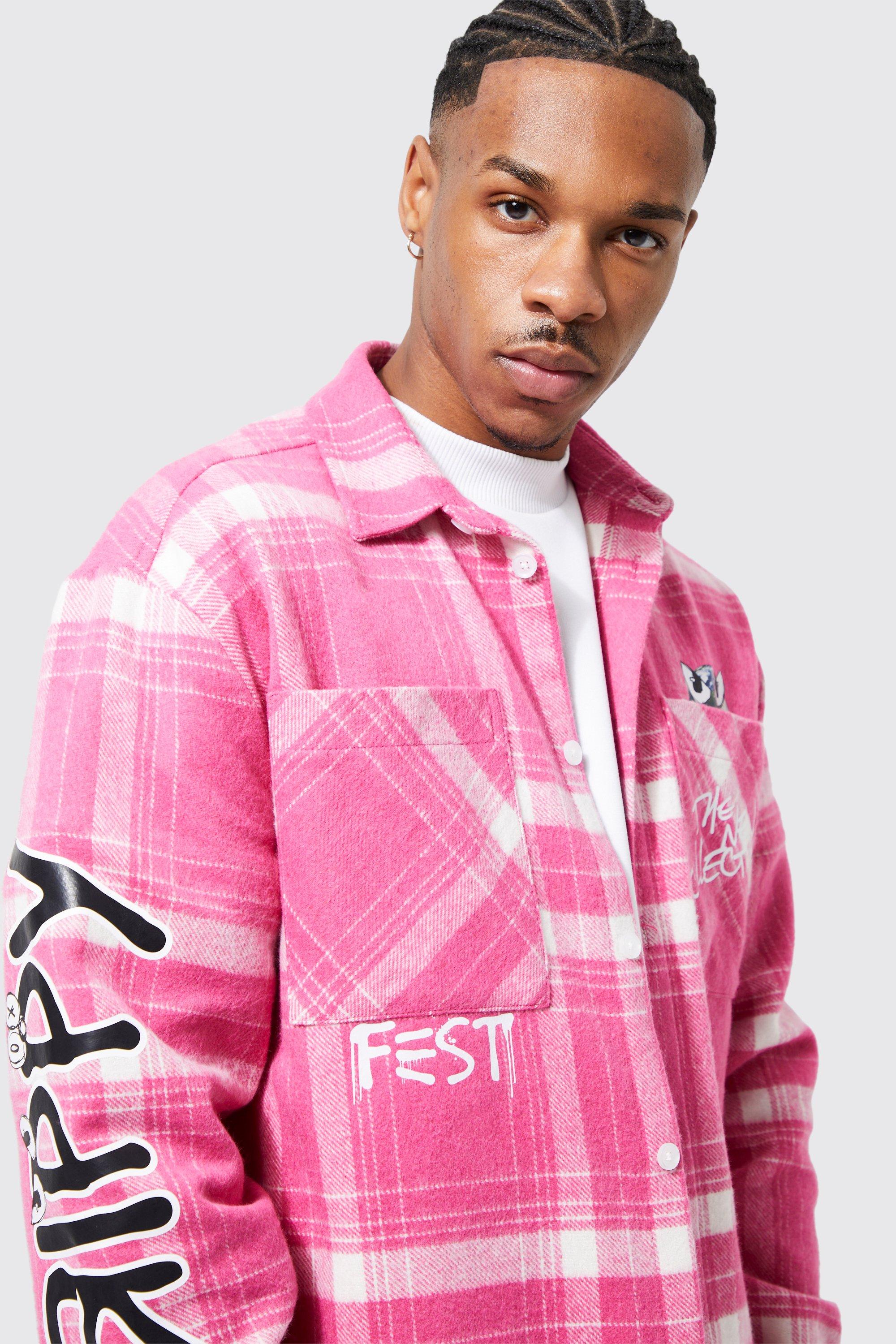 oversized pink flannel shirt