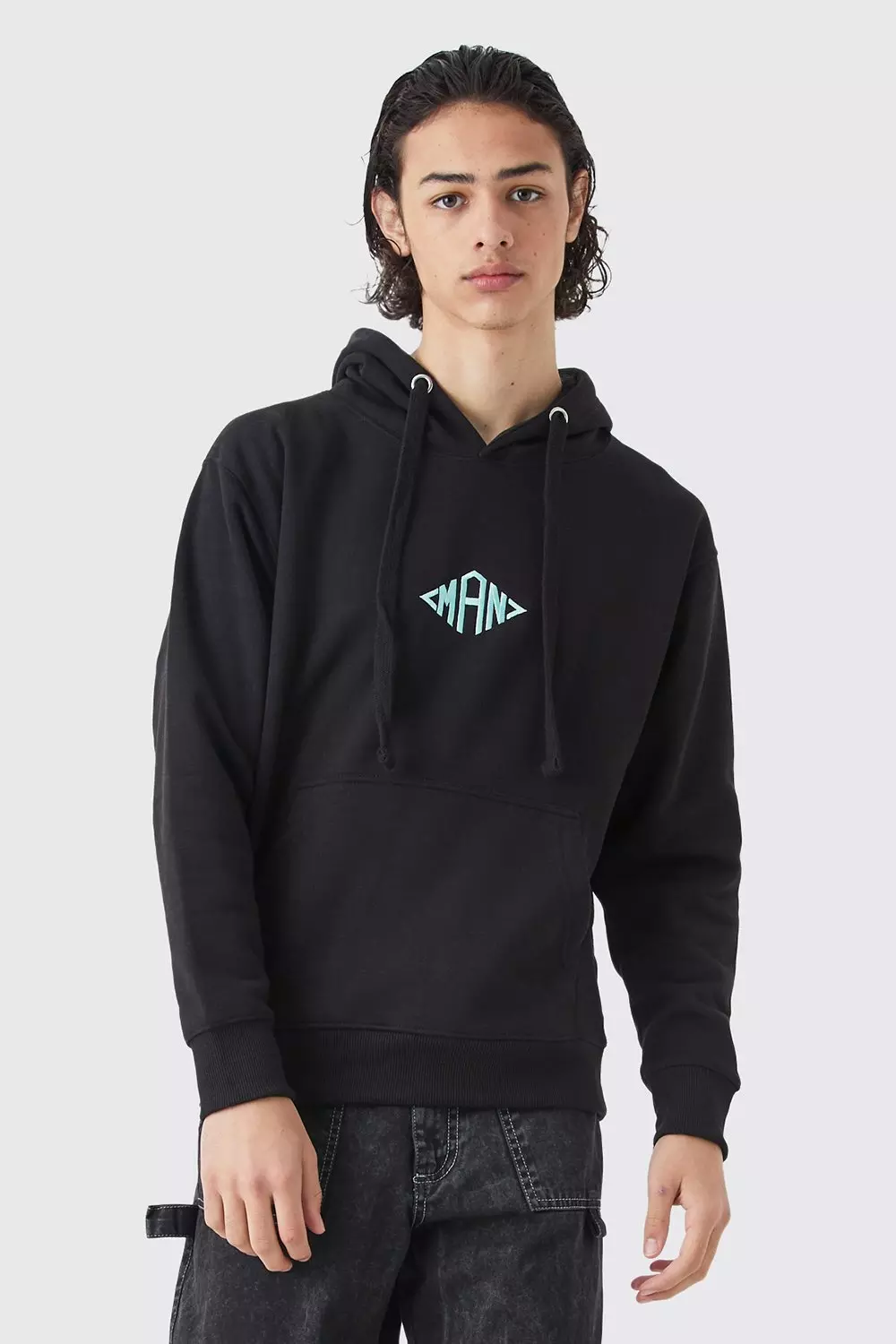 Man Oversized Heavyweight Hoodie Black