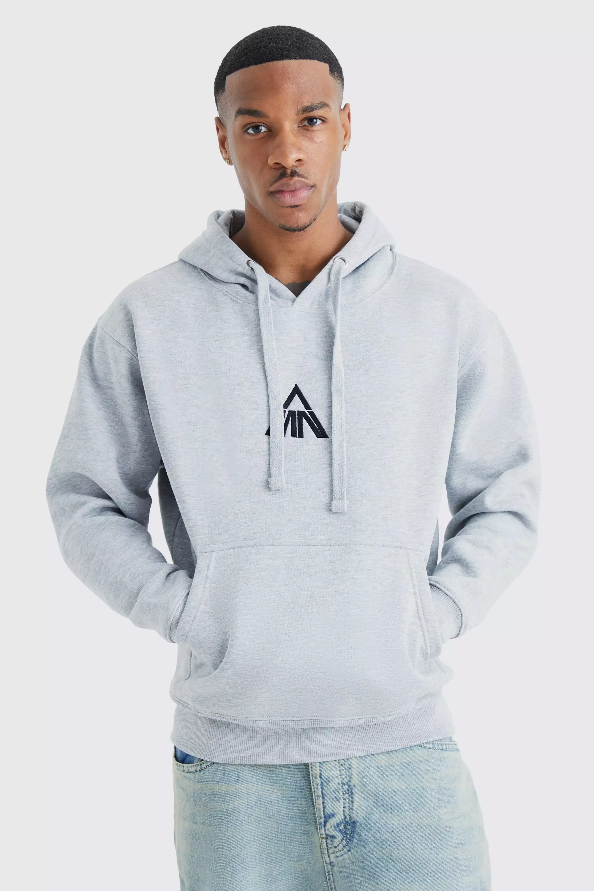 Man Oversized Heavyweight Hoodie Grey marl