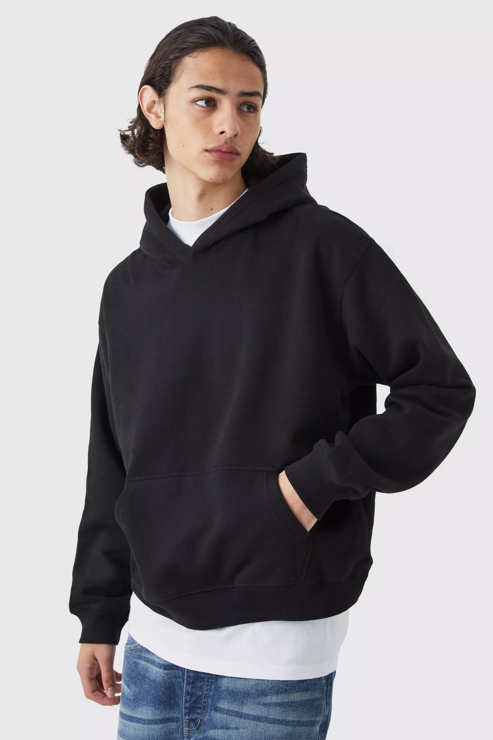 Oversized boxy hooded sweatshirt sale