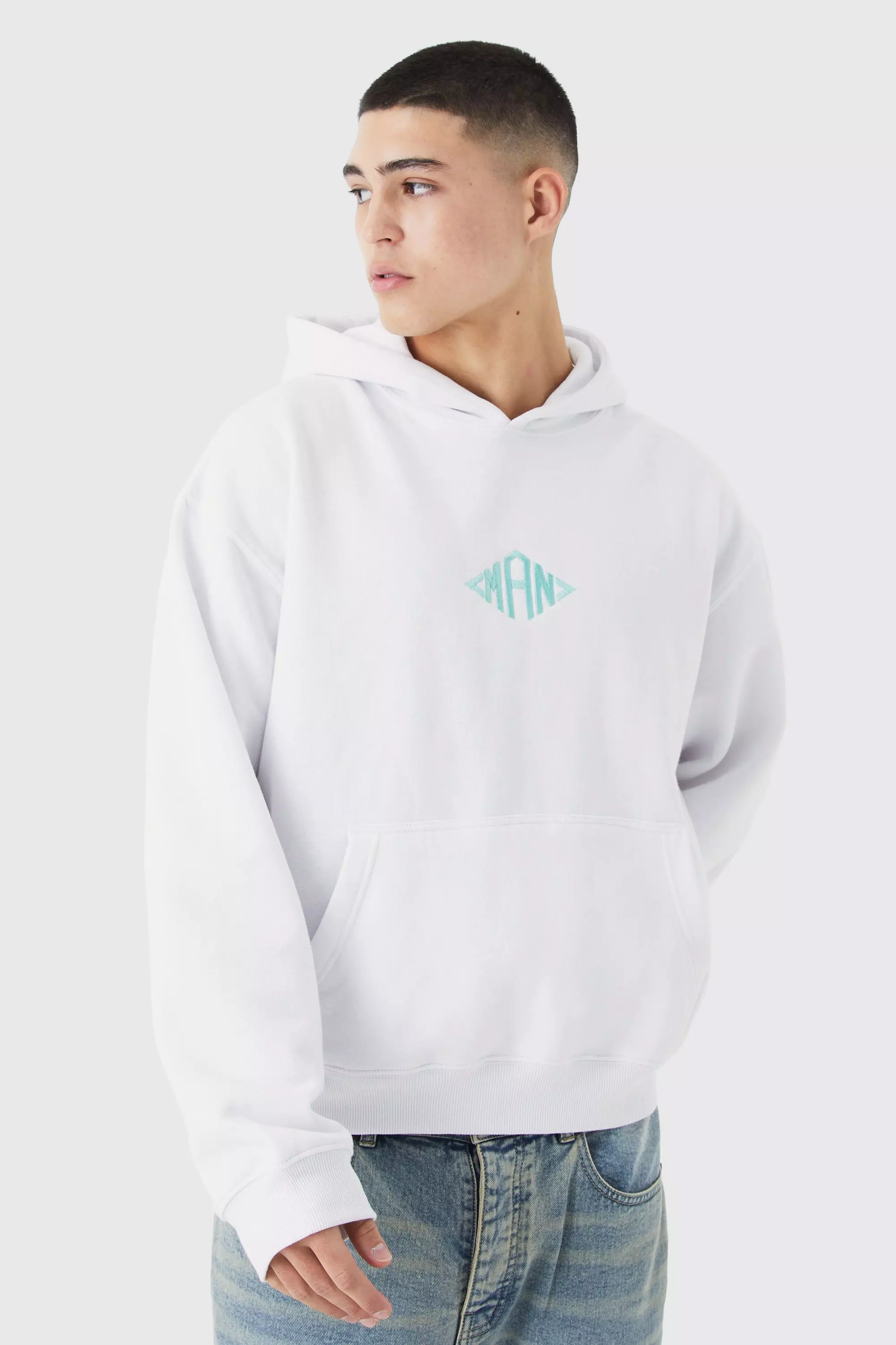 Boohooman hoodie white best sale