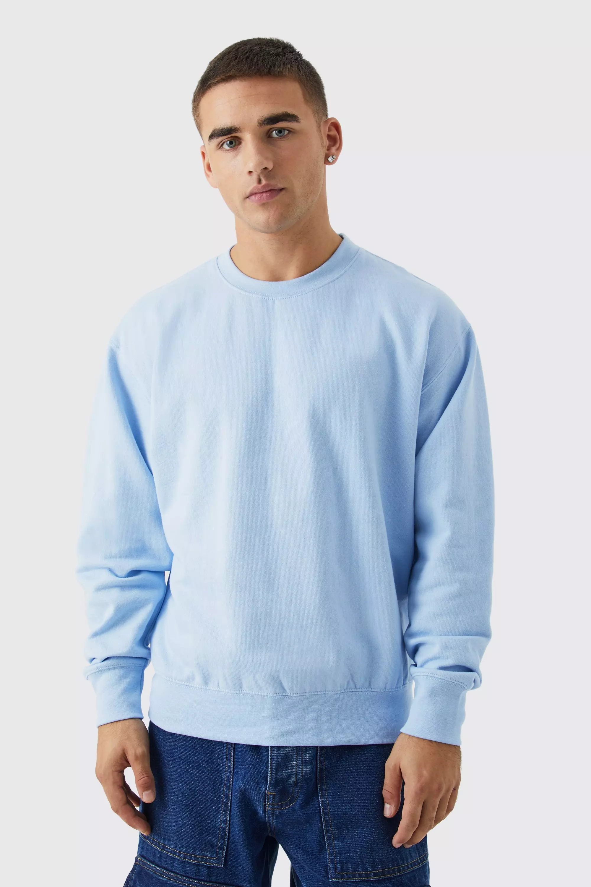 boohooMAN Mens Oversized Brooklyn NYC Sweatshirt - Blue