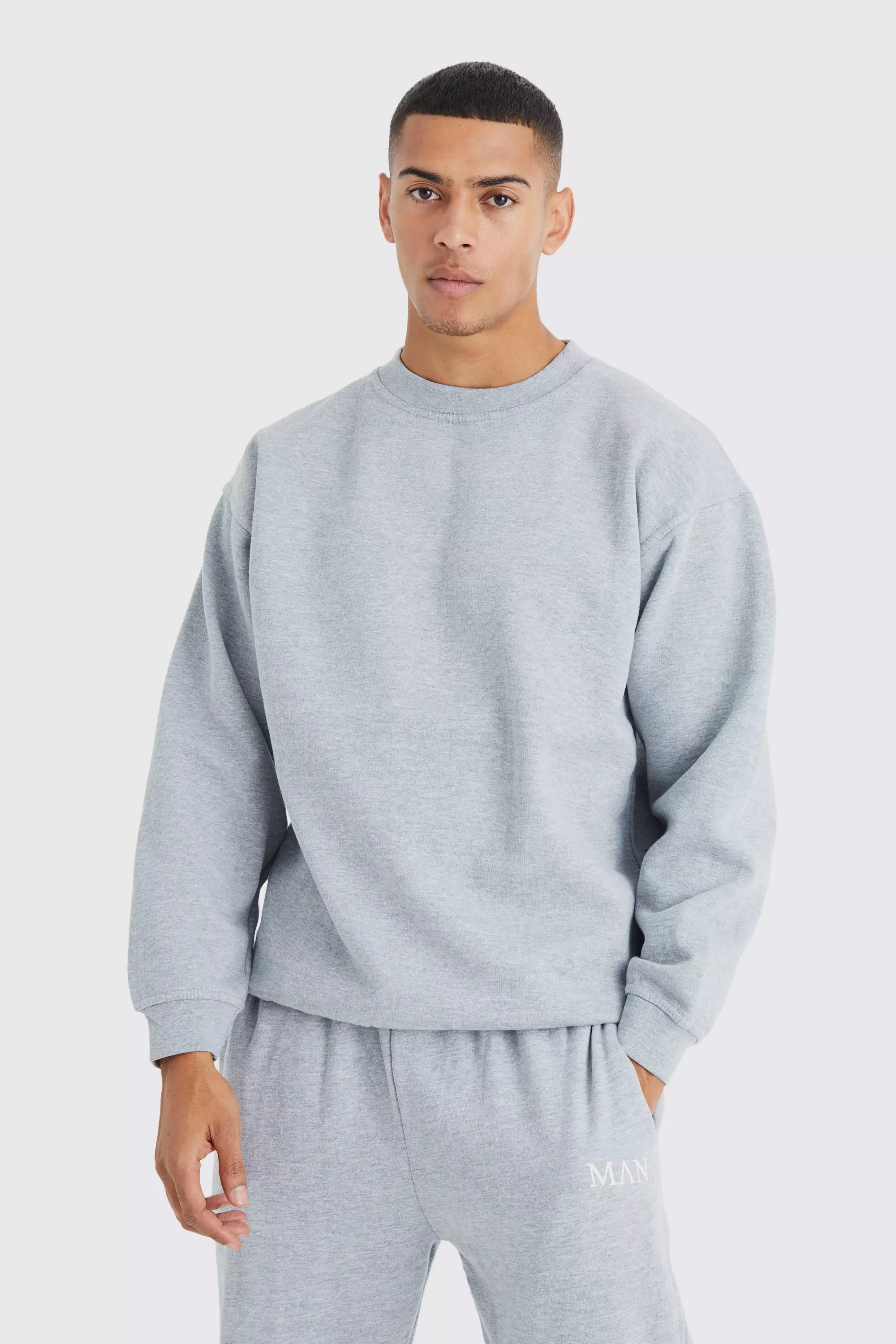 Felpa Oversize A Girocollo Basic, Grey marl immagine alternativa