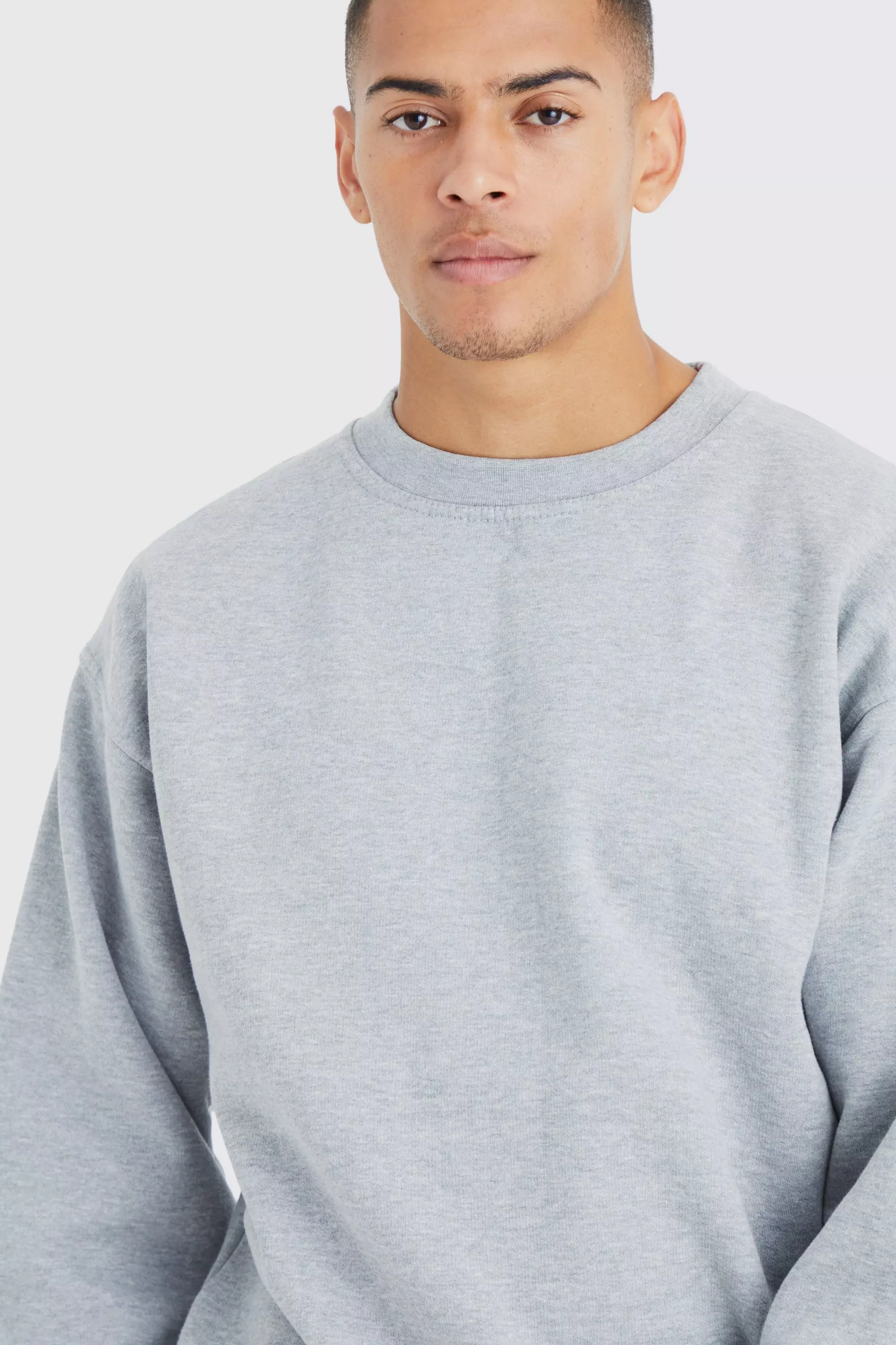 Felpa Oversize A Girocollo Basic, Grey marl immagine alternativa
