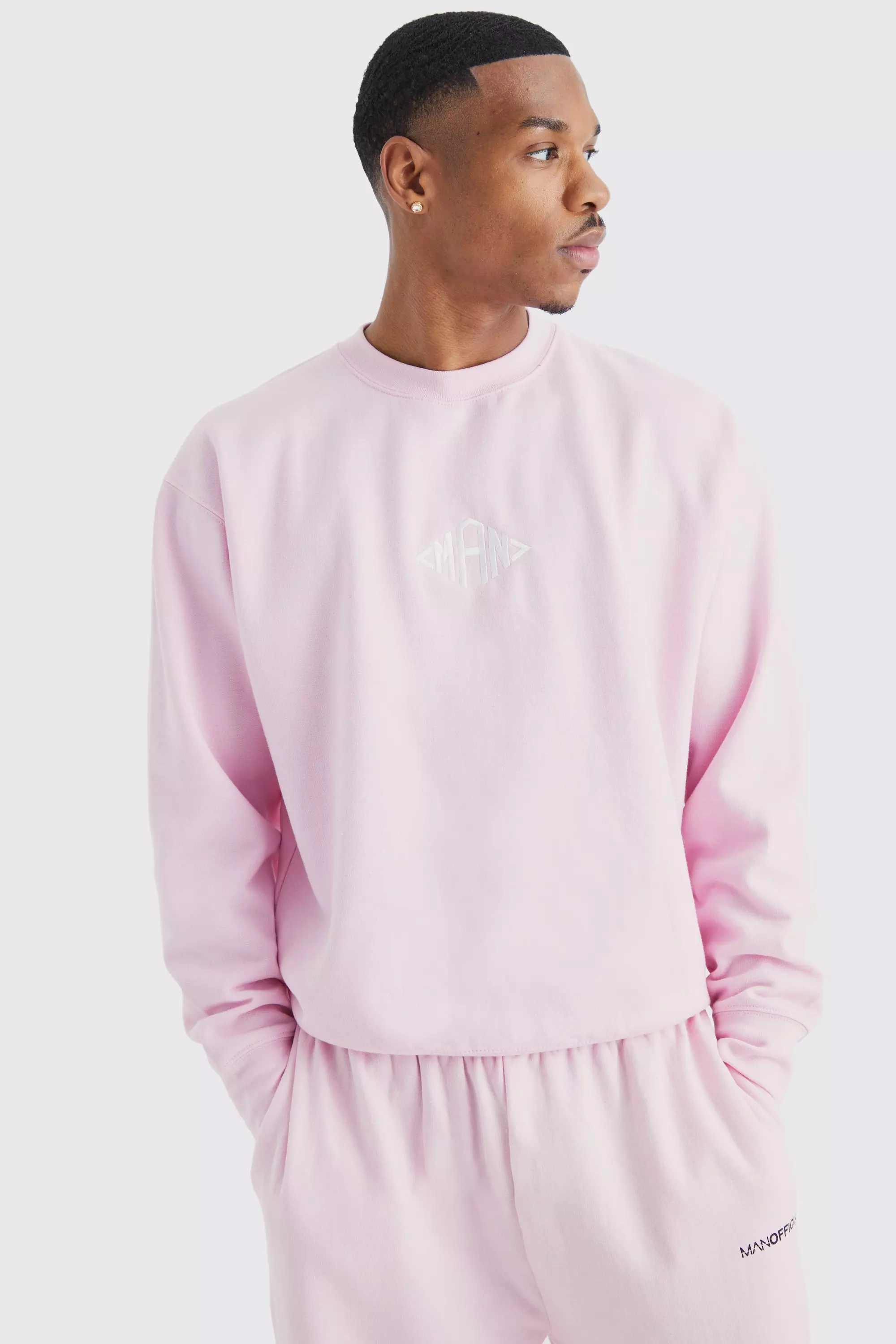 Man Oversized Basic Sweatshirt Light pink