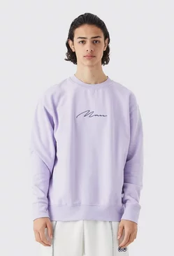 Lilac Purple Man Oversized Basic Sweatshirt