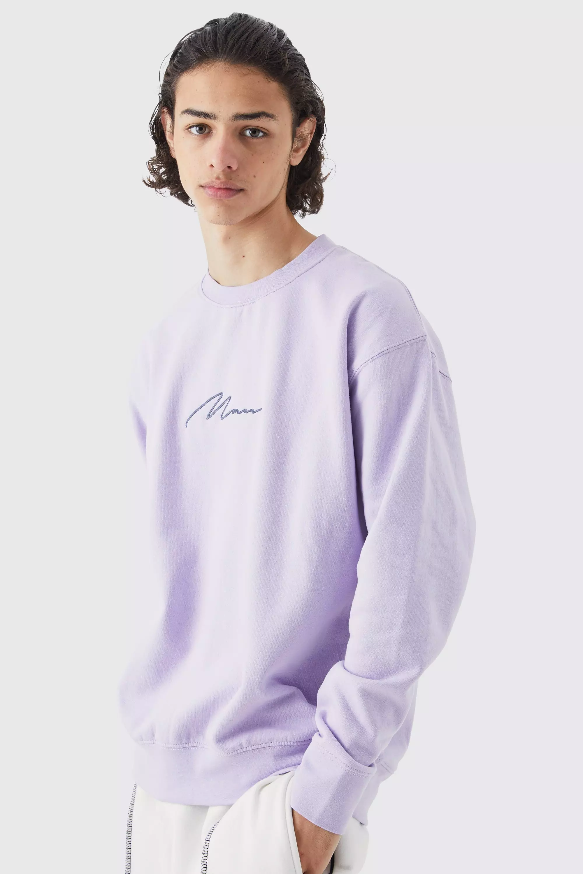 Oversized purple sweatshirt clearance