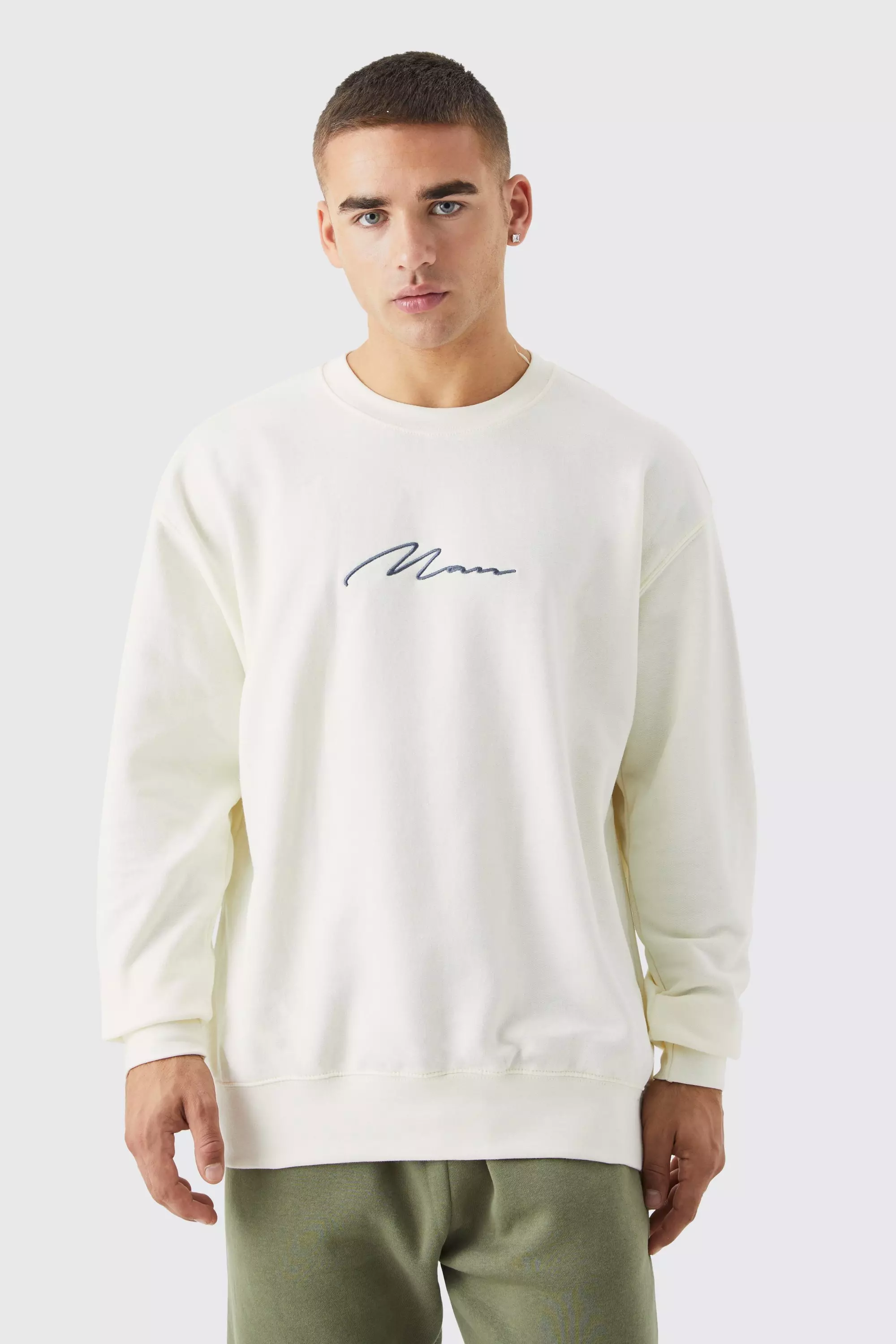 Ecru White Man Oversized Sweatshirt