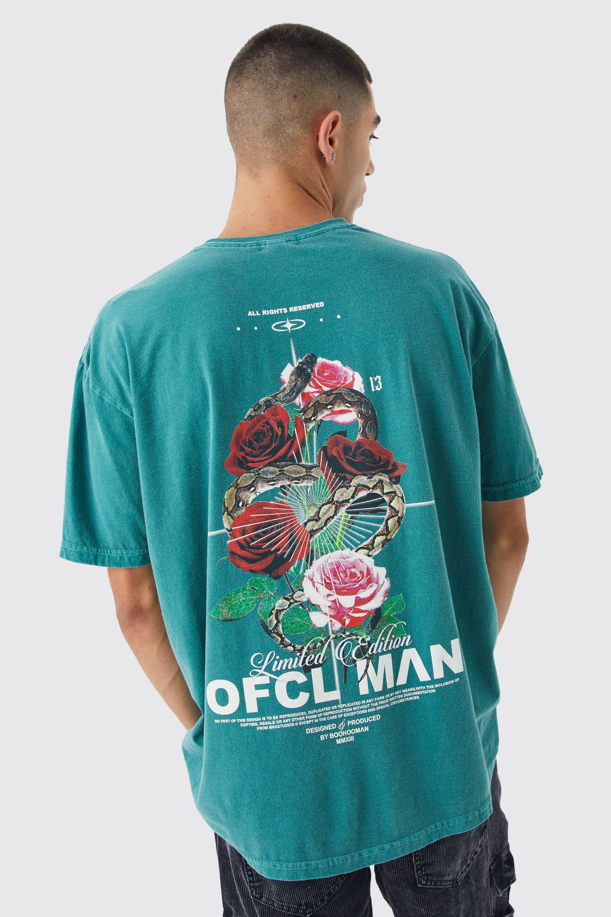 Oversized Ofcl Snake Wash Graphic T-shirt | boohooMAN USA