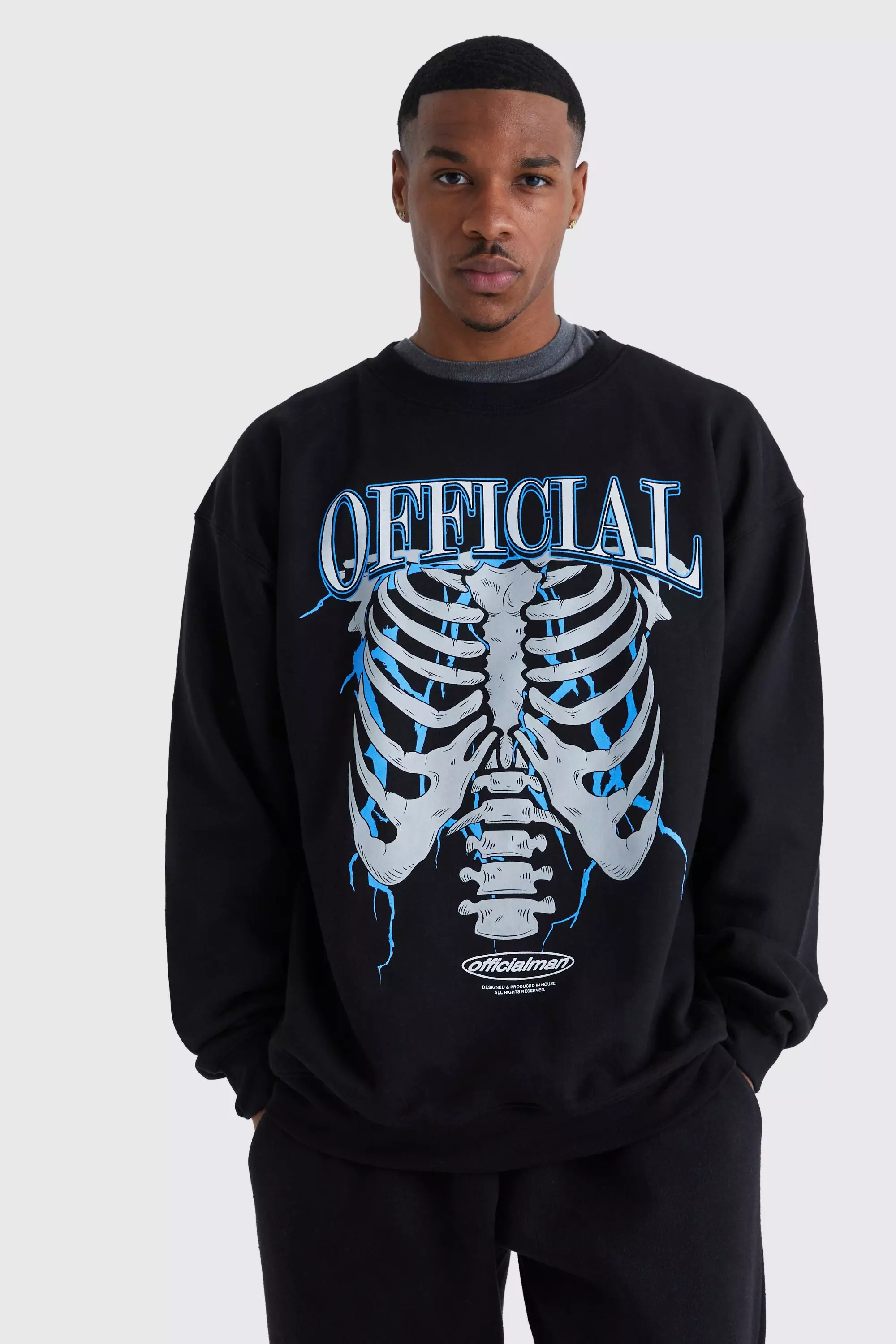 Oversized Skeleton Graphic Sweatshirt Black