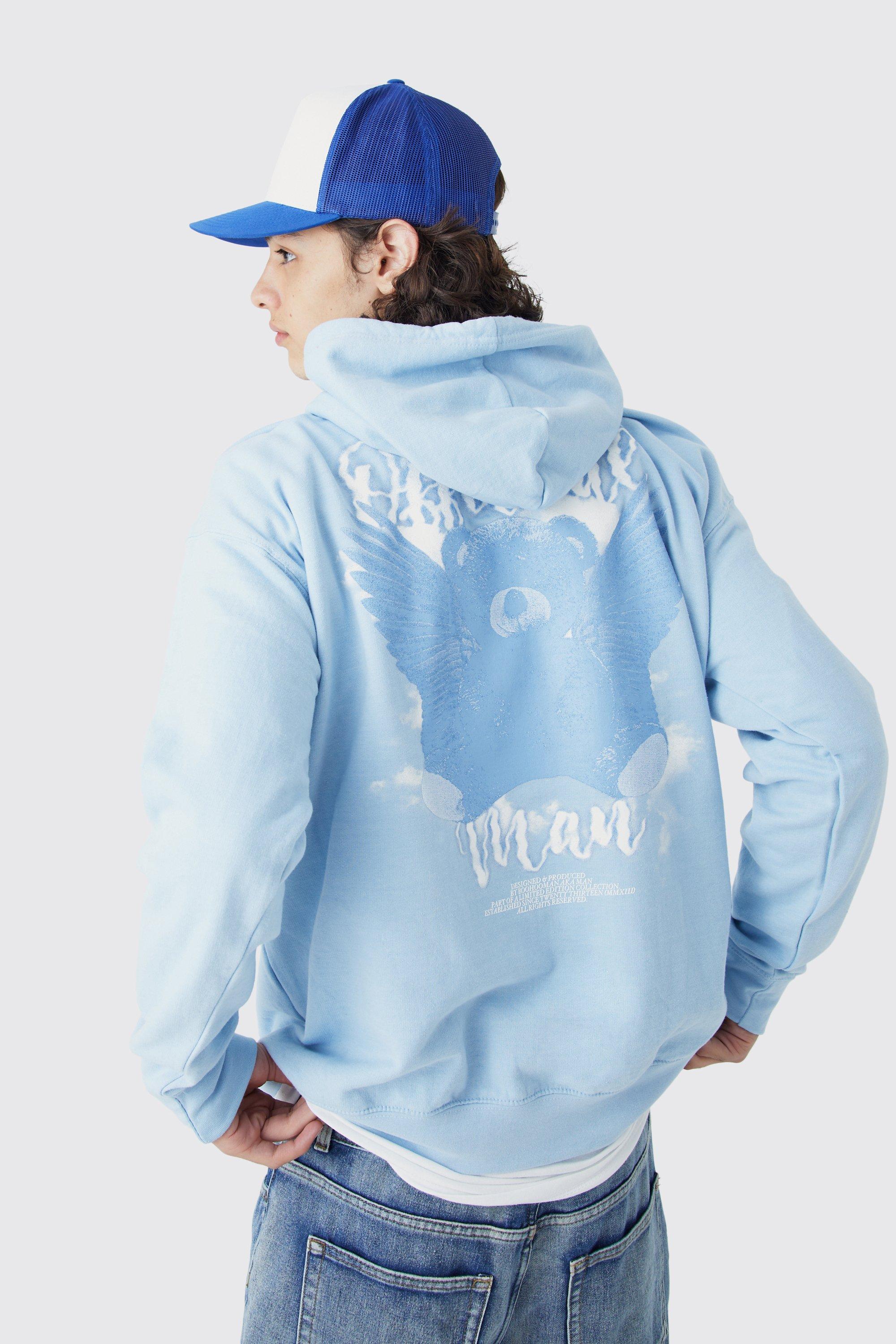 Boohooman blue hoodie hot sale