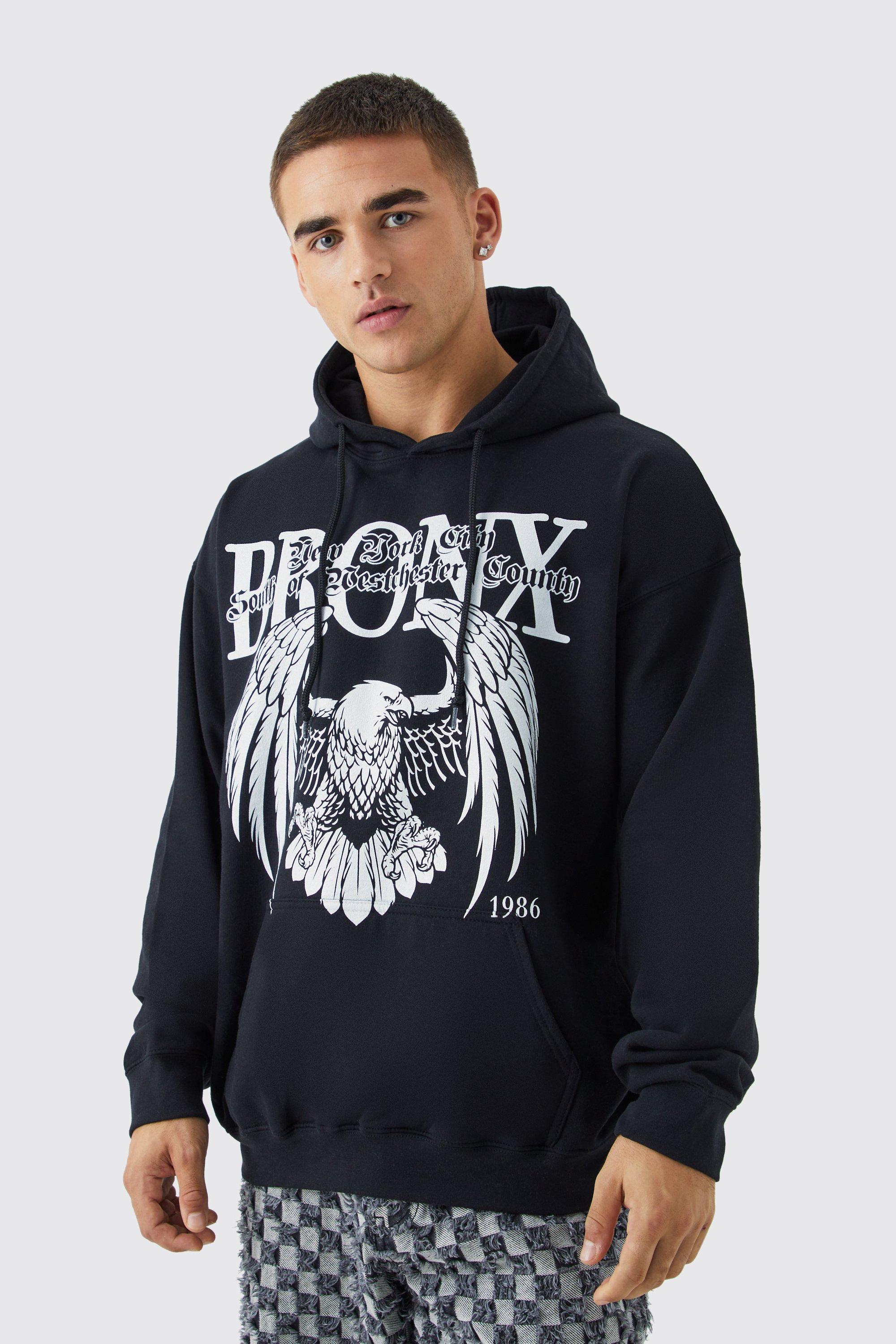 Oversized Bronx Eagle Graphic Hoodie | boohooMAN