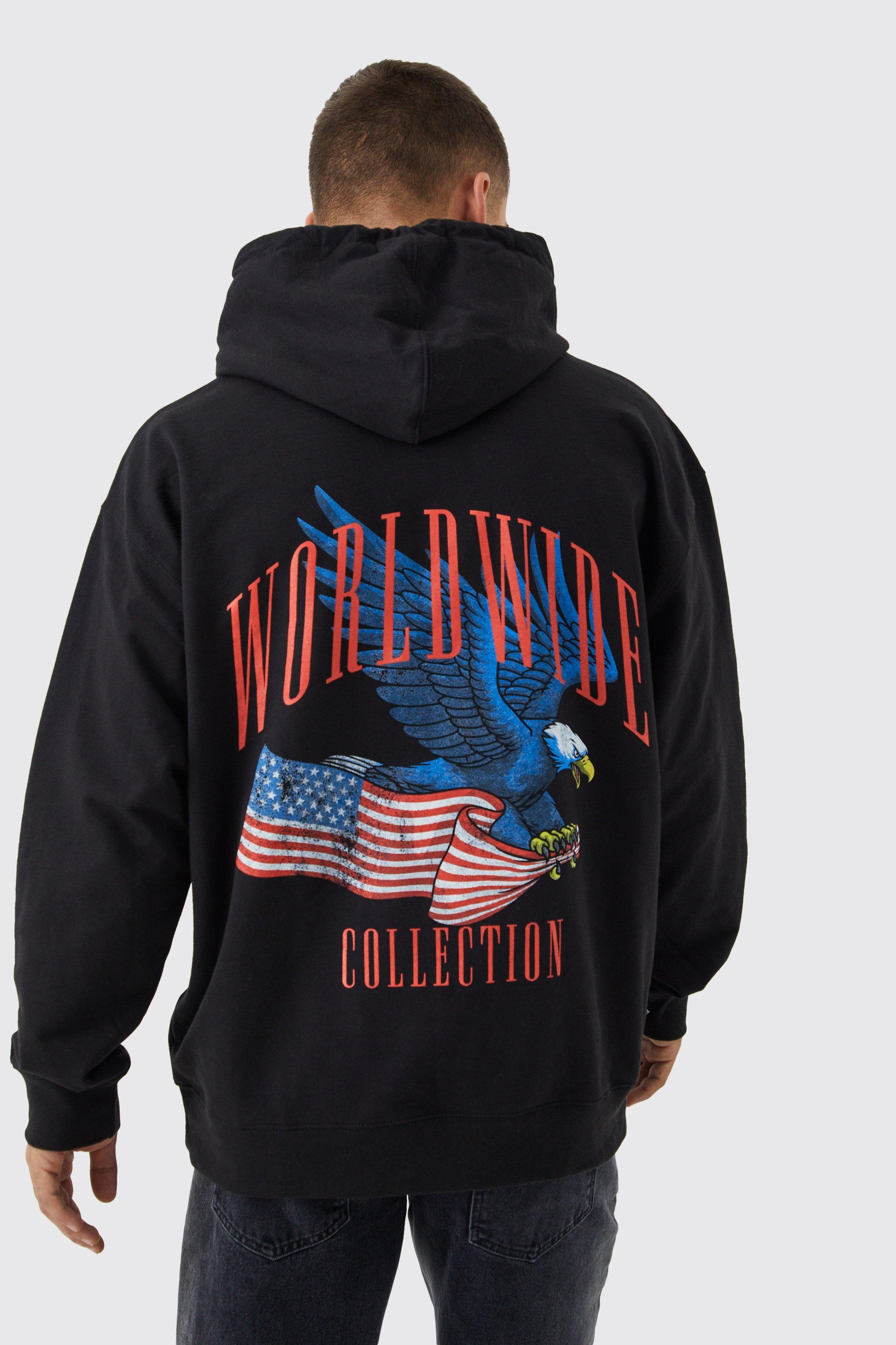 Oversized Eagle Worldwide Graphic Hoodie