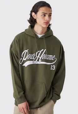 Oversized Pour Homme Graphic Hoodie Khaki
