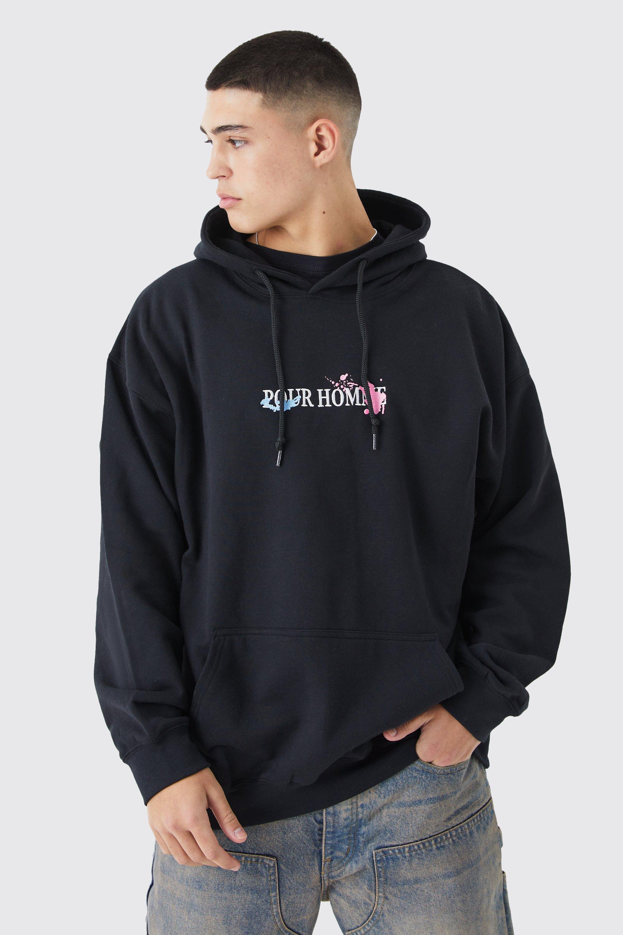 Boohooman hoodie with man embroidery deals in black