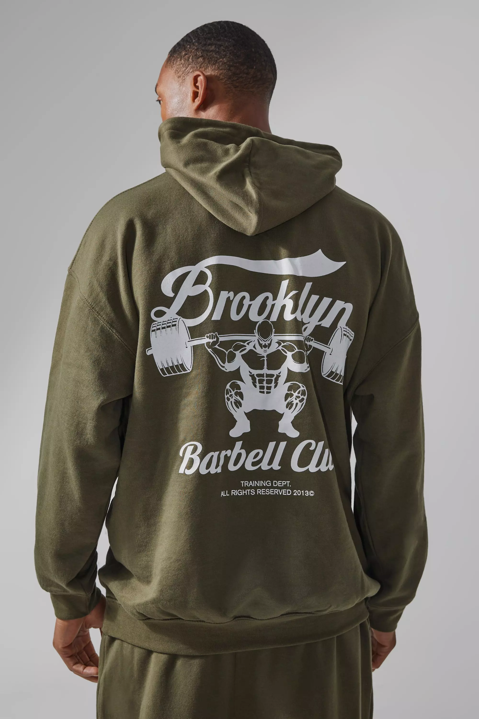 Khaki Man Active Brooklyn Barbell Club Hoodie