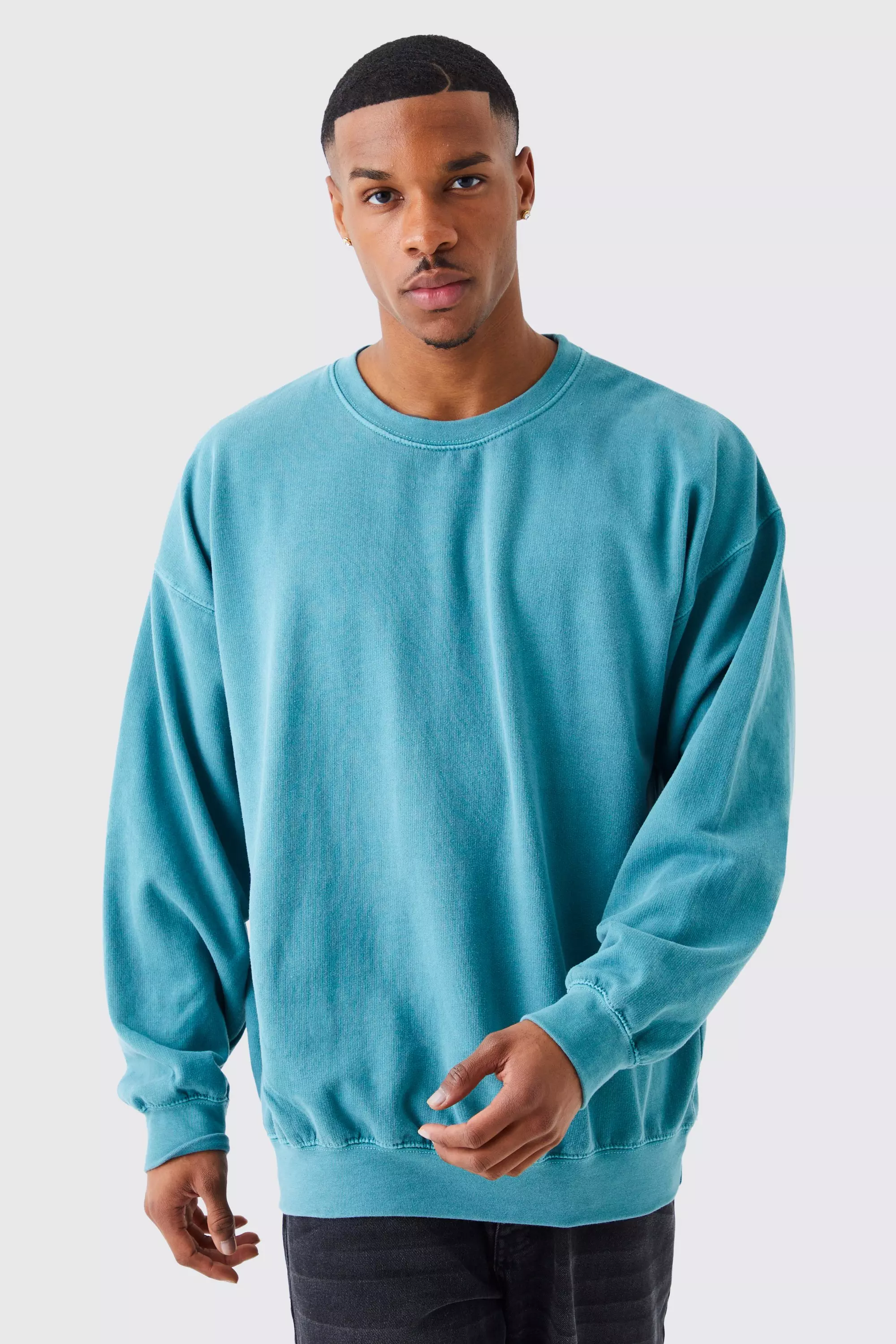 Blue Oversized Acid Wash Sweatshirt