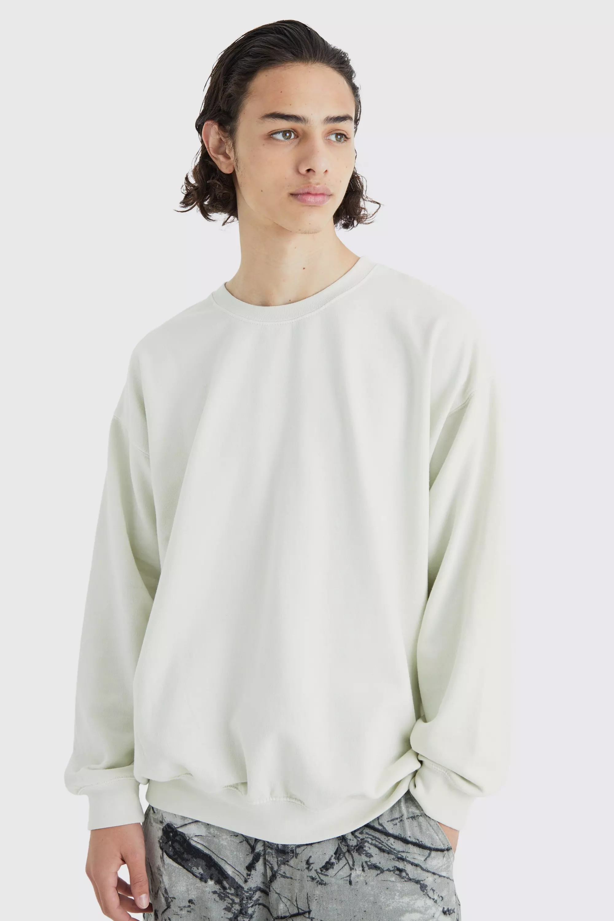 Ecru White Oversized Overdye Sweatshirt