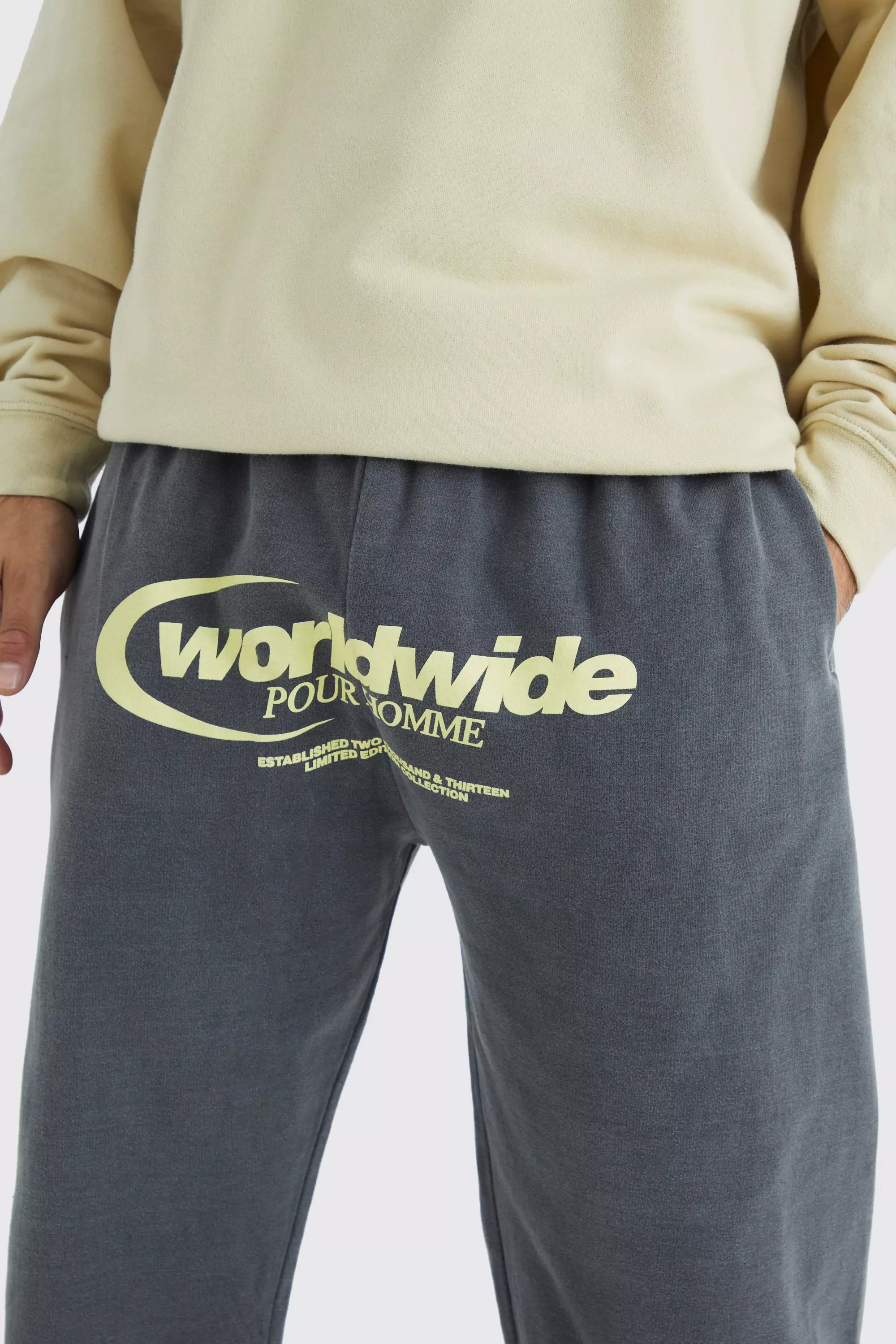 Oversized Worldwide Crotch Graphic Sweatpants boohooMAN USA