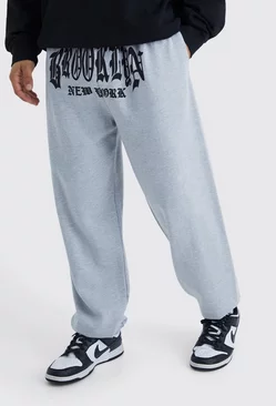 Grey Oversized Brooklyn Crotch Graphic Sweatpants
