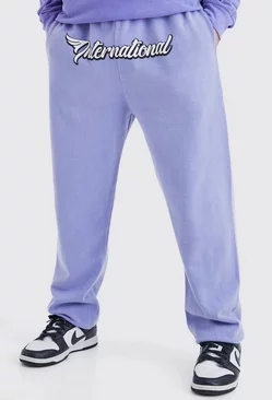 Oversized International Crotch Graphic Sweatpants Purple