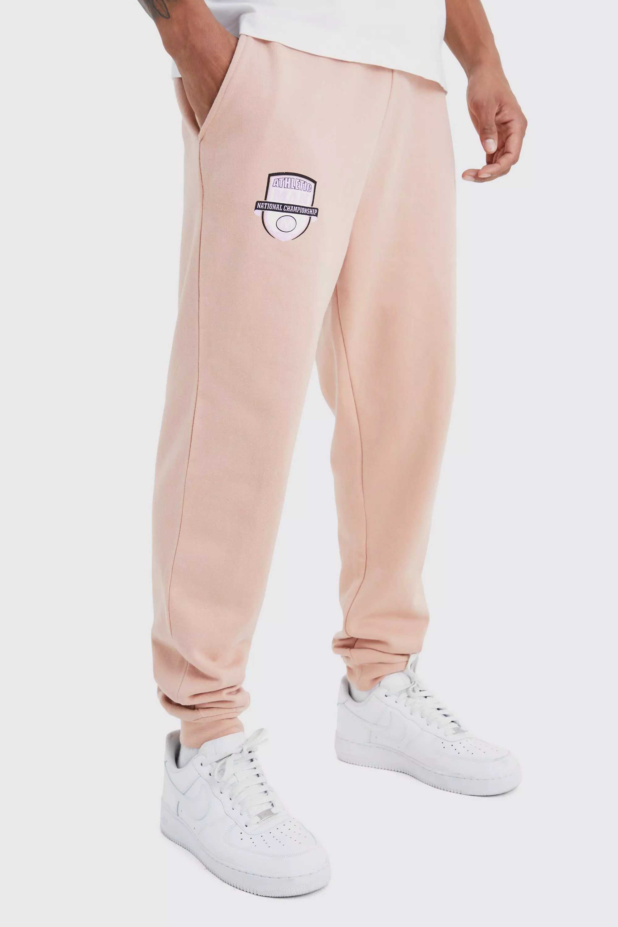 Oversized Varsity Graphic Sweatpants Dusty pink