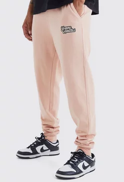 Oversized Varsity Graphic Sweatpants Dusty pink