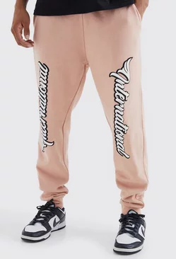 Oversized International Graphic Sweatpants Dusty pink