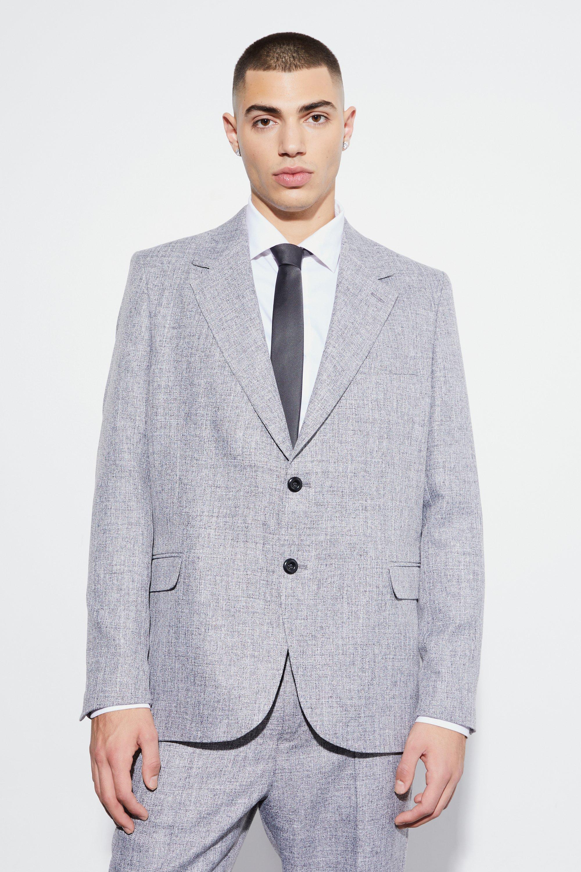 Dark grey Oversized Boxy Textured Marl Blazer