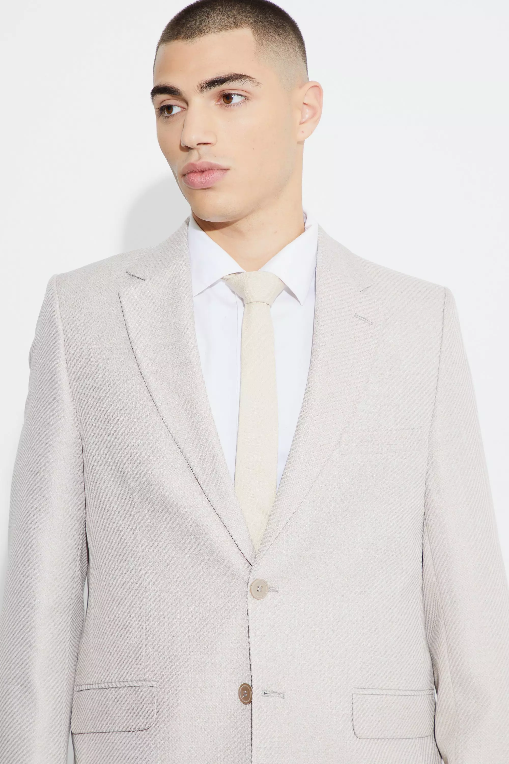 Grey Relaxed Fit Boucle Texture Marl Blazer alternative image
