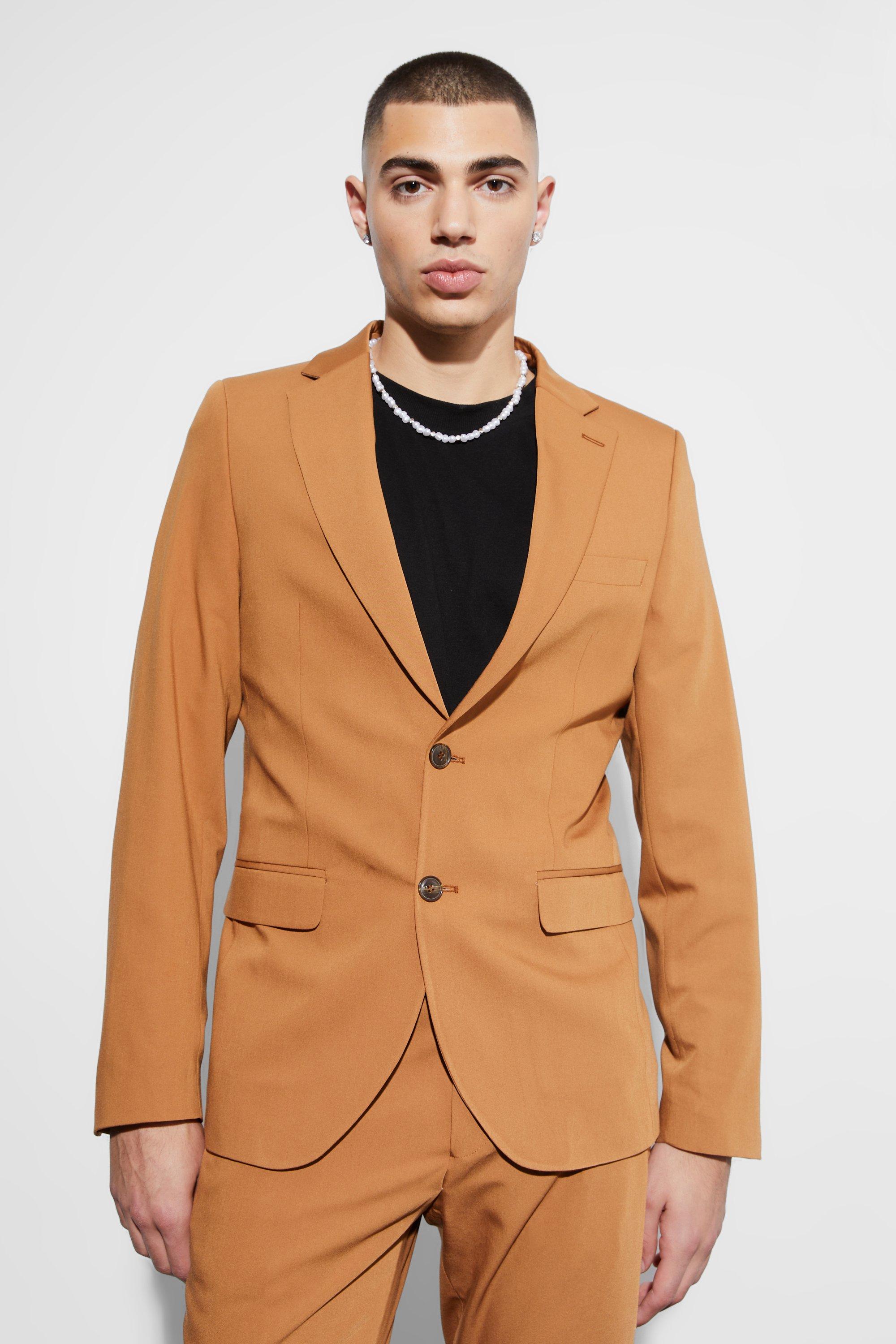 Einreihiger Skinny Blazer, Mustard