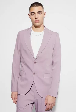 Mauve Purple Skinny Fit Single Breasted Blazer