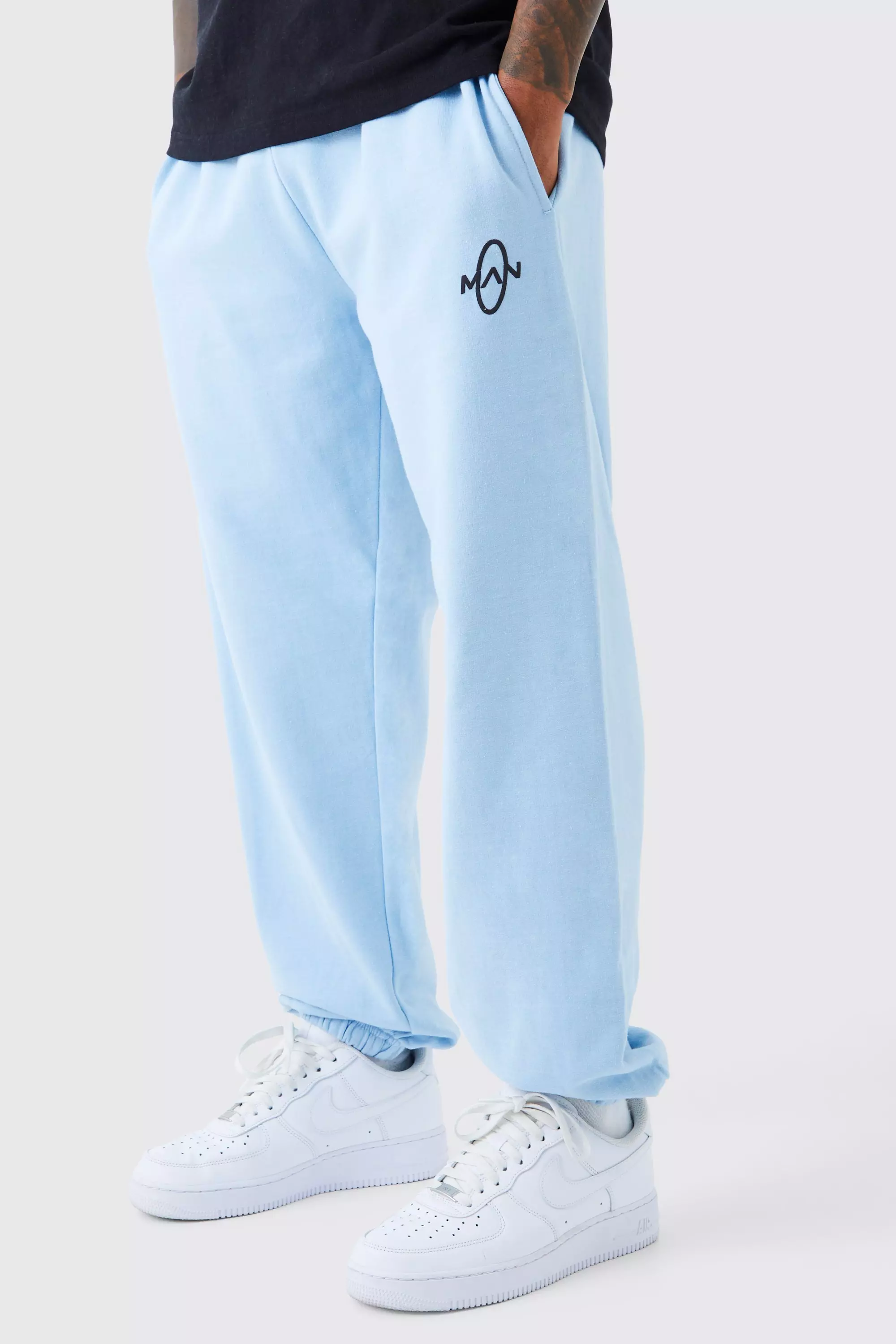 Blue Man Circle Puff Print Oversized Sweatpants